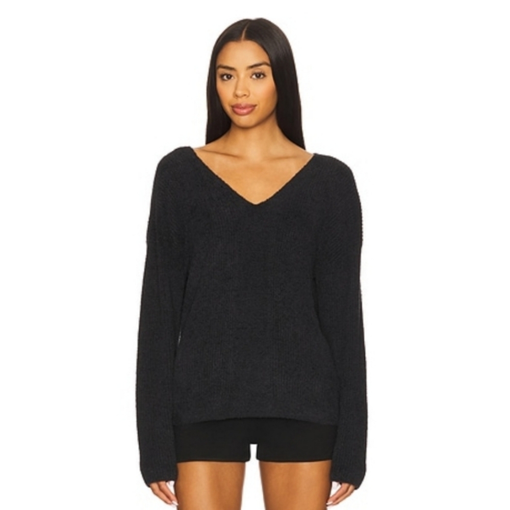 Vince 100% Cashmere Black V Neck Oversized Sweater Size XS